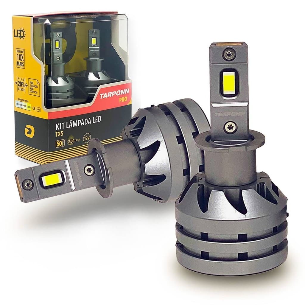Kit Lâmpada Led Tx5 Pro H3 50w 11000 Lumens 6000k Tarponn