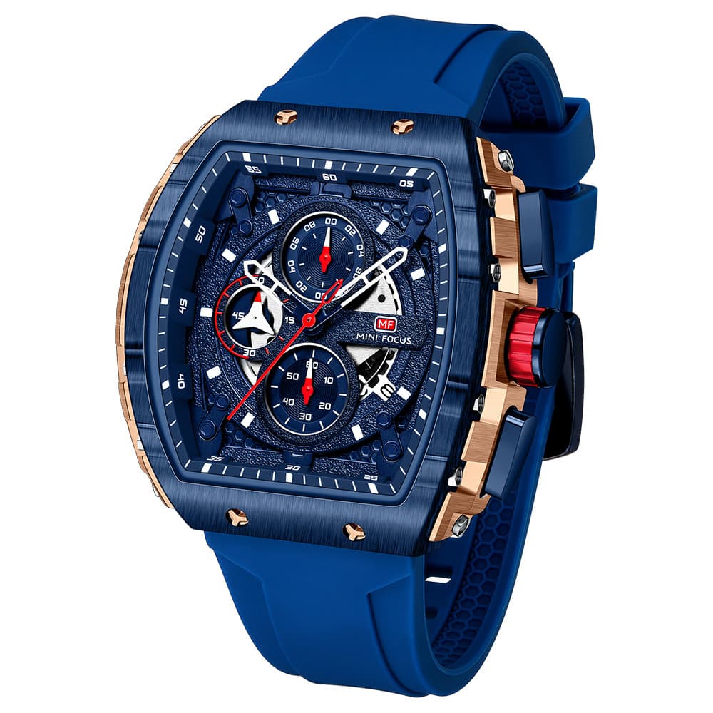 MINI FOCUS Foco Masculino Estilo Esqueleto Relógio De Quartzo Luxo Oco Mostrador Vidro Curvo Luminoso À Prova Dwaterproo