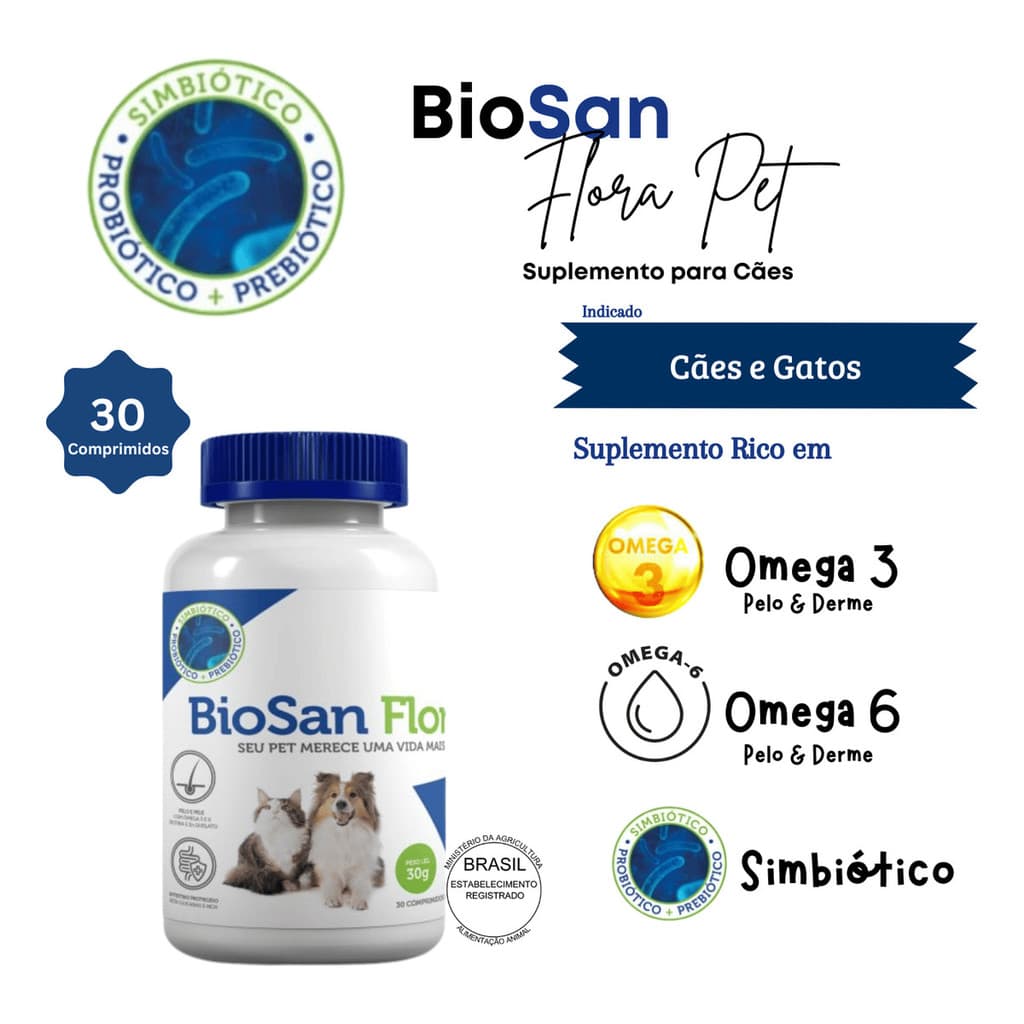 Biosan Flora Pet Suplemento Vitaminico Simbiotico 30 Comp