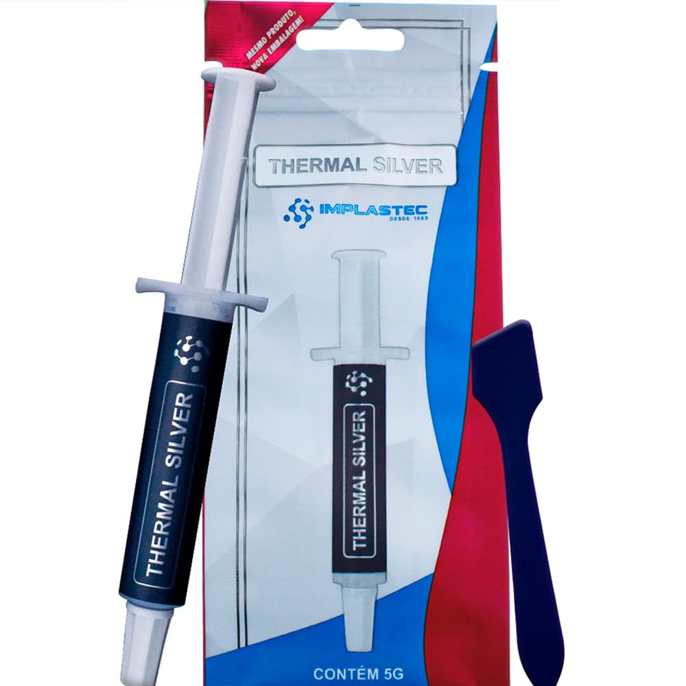 Kit 3 unidades de Pasta Térmica De Prata Thermal Silver Seringa 5g Implastec condução térmica 1,2 W/mK