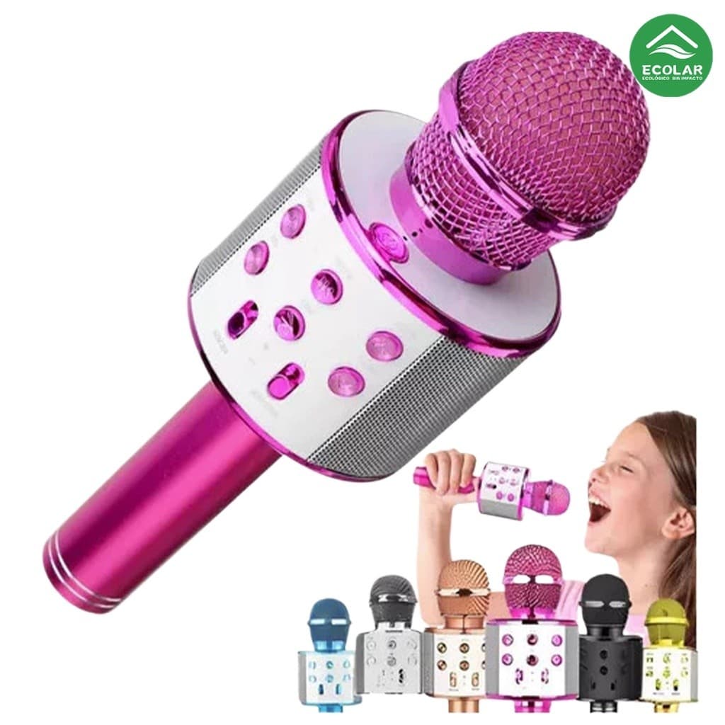 Microfone Infantil Karaokê com Bluetooth Efeito Voz Divertido Recarregável