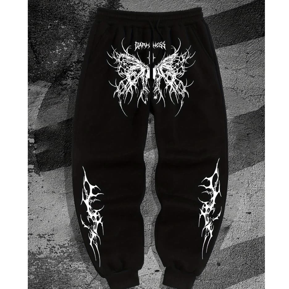 Calça Streetwear Dark Wear  Tribal Borboleta Moda Urbana Metal Gótico Moletom