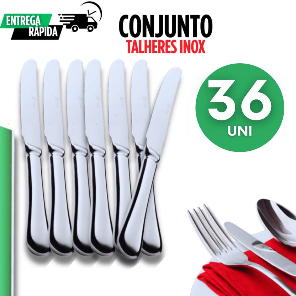 Talheres Inox Facas 36 unidades Talheres Praticidade e Resistência no Dia a Dia