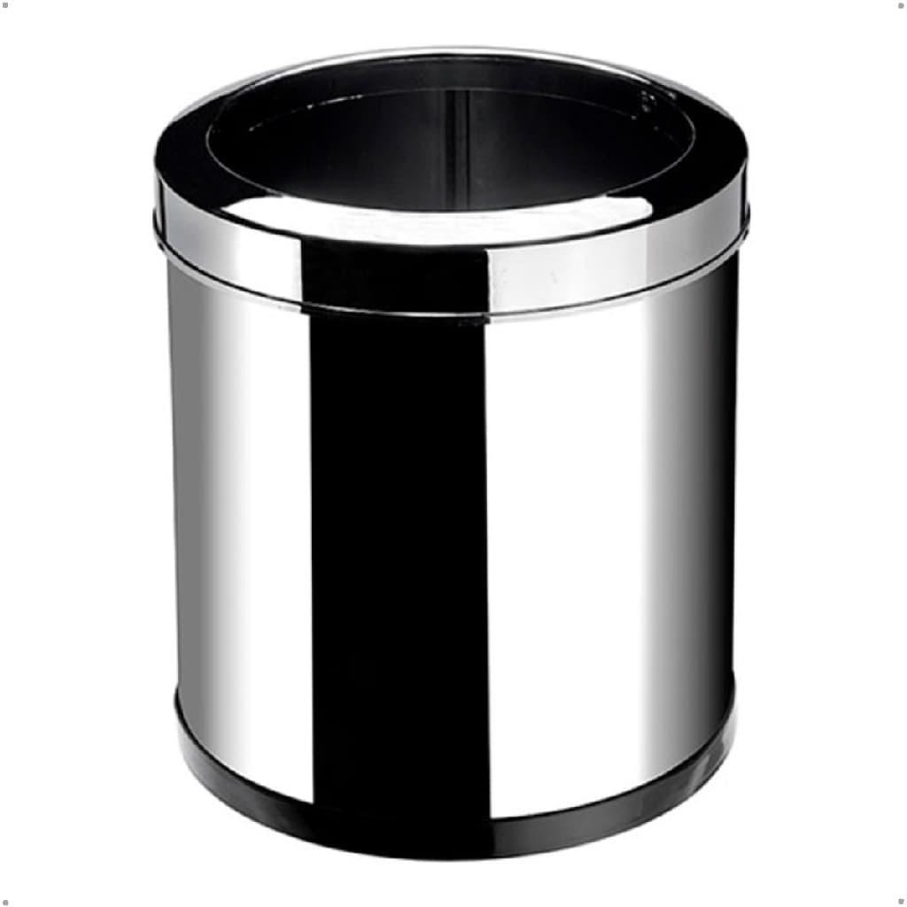 Cesto Para Lixo Com Aro Plástico Cromado Corpo Aço Inox 5 L