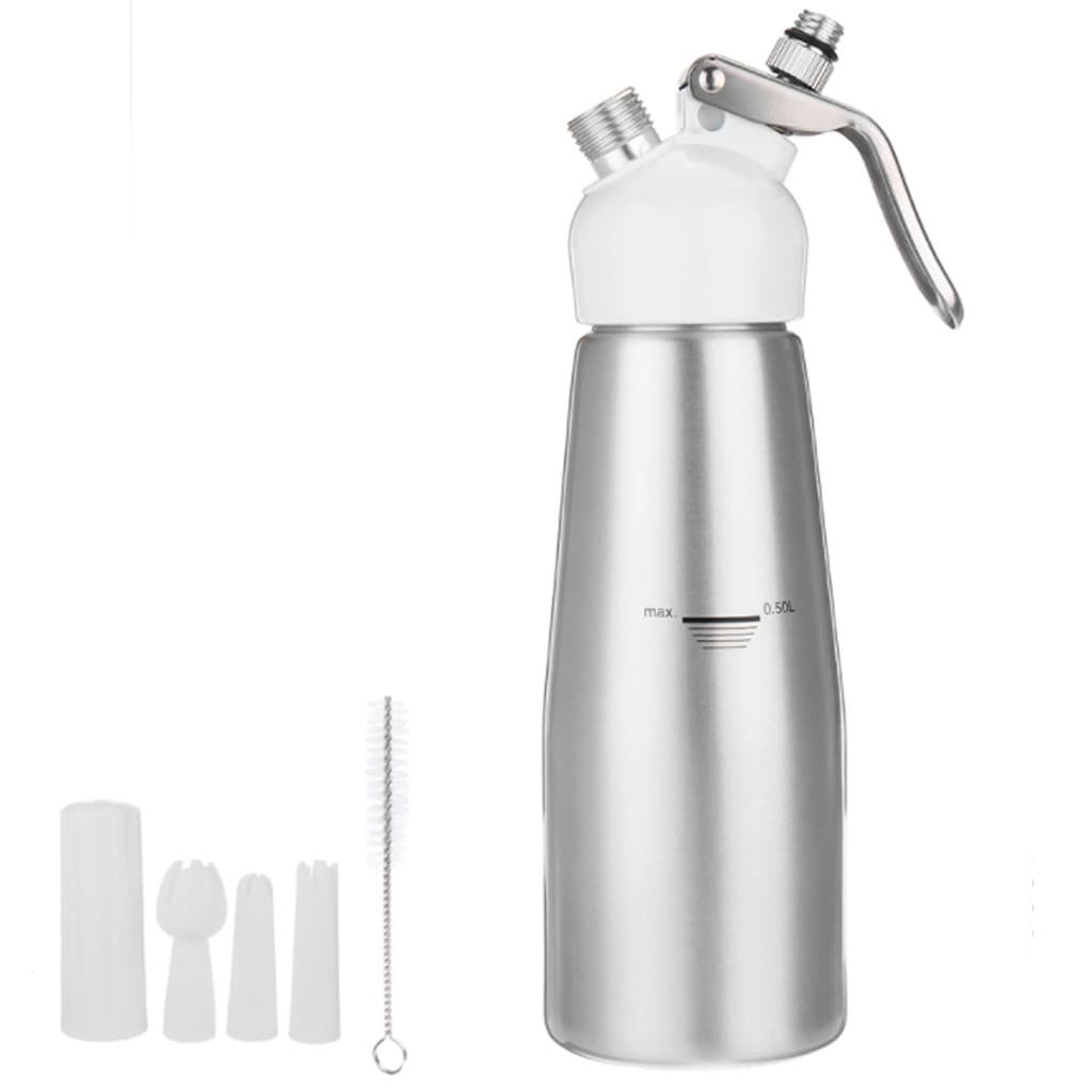 Garrafa Sifão Chantilly Profissional Para Cozinha Padeiro Confeitaria Uso Diário Standart 500ml Prata