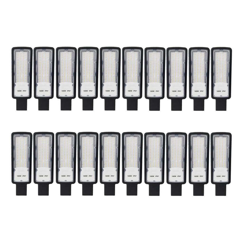 20x Luminária Led Poste Rua Pública Smd 100w Prova Dágua Carcaça Preto Luz Branco-frio