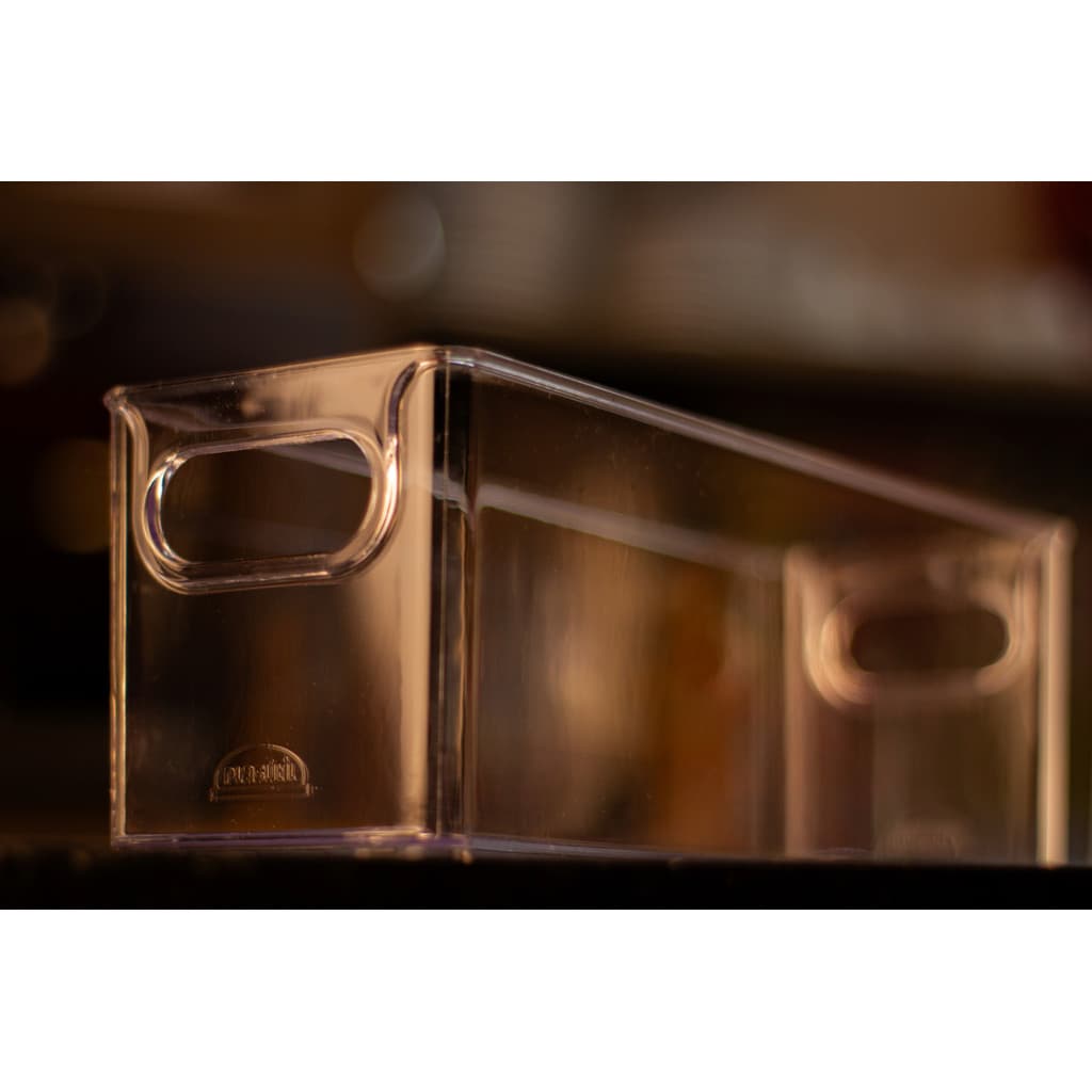 Organizador Multiuso PS Transparente 10x20 cm com Alças L Ideal para Geladeira, Armário e Despensa