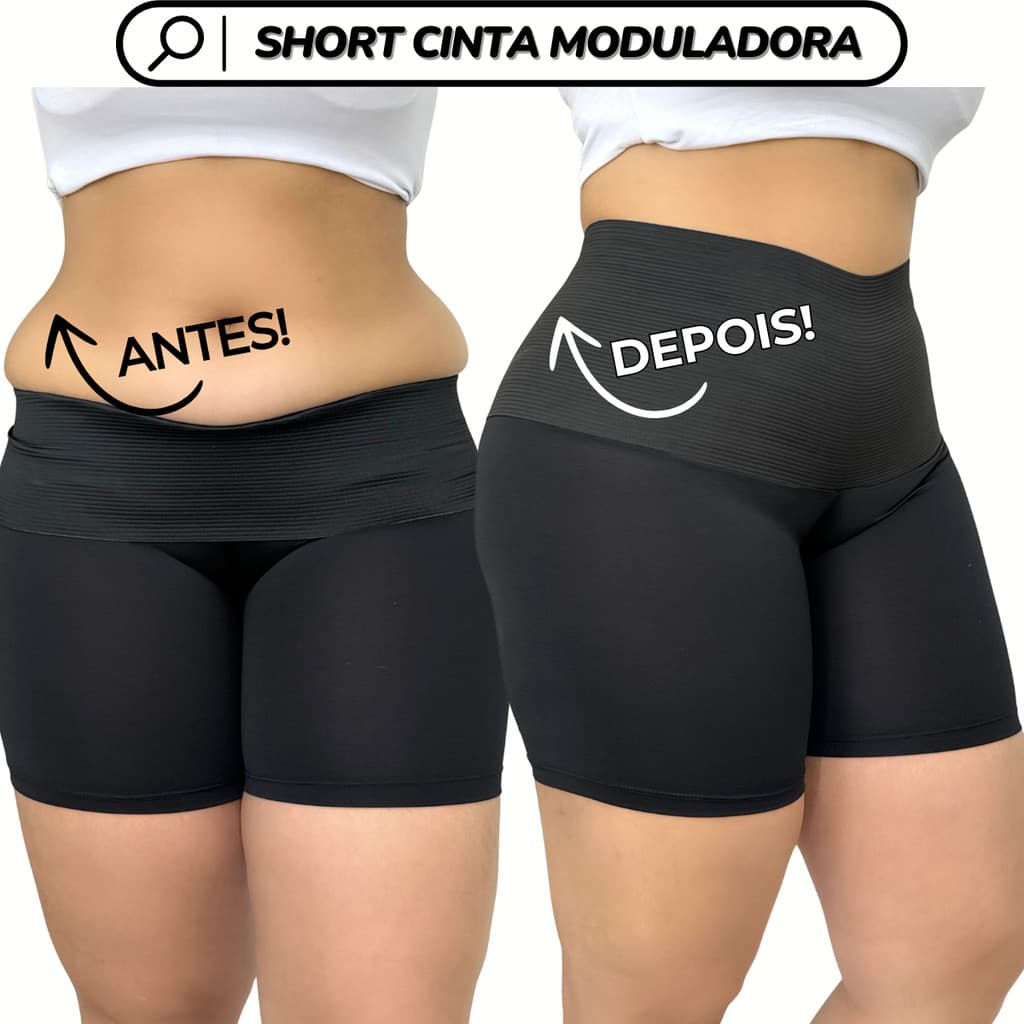 KIT 4 Cinta Modeladora Plus Size Short Feminina Conforto Alta Compressão