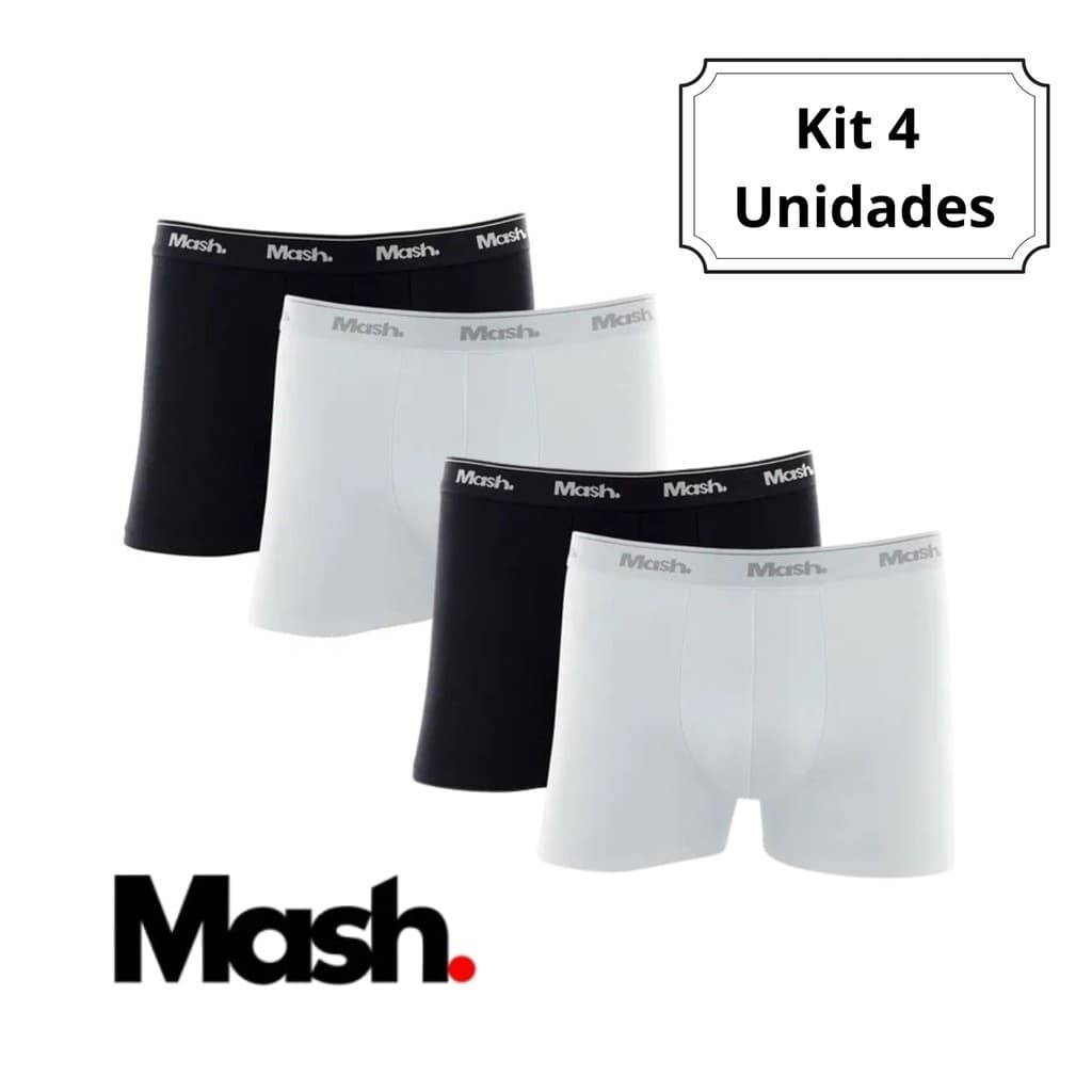 Kit 4 Cuecas Boxer Mash 110.04 Adulto Original Combo Promoção Sortido
