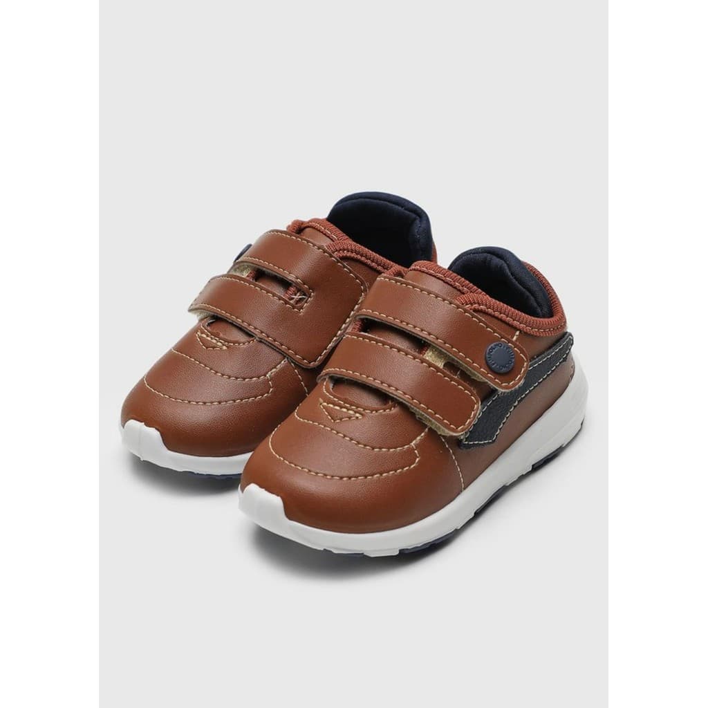 Tênis Infantil Pimpolho Bebê Menino Marrom Solado Emborrachado e Fecho em Velcro Masculino