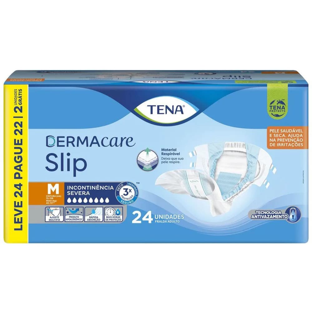 Fralda Geriátrica Tena Slip M 24un – Dermacare p/ Incontinência Severa | Envio Imediato