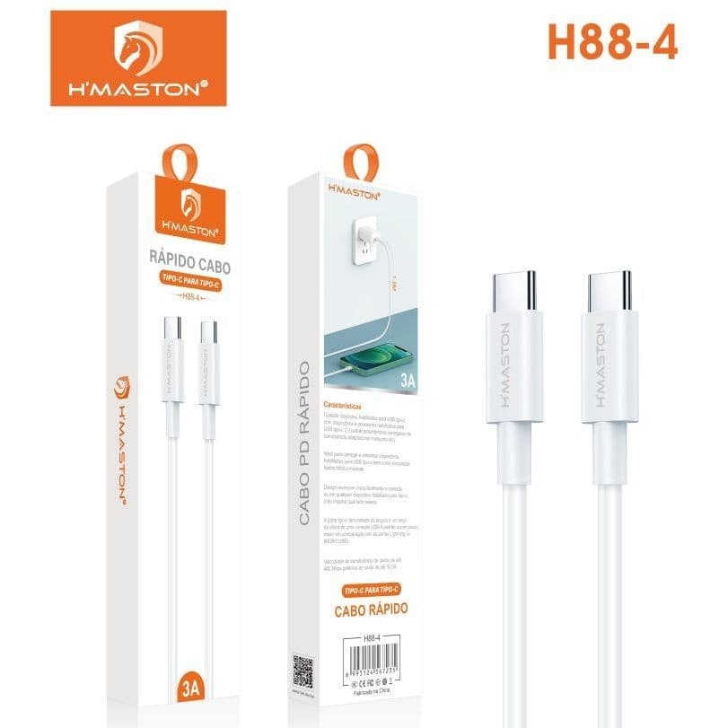 H'maston H88-4 Cabo Carregamento Rápido 3a Tipo-c/tipo-c SJXO4 Cabo Tipo-c/Lightning 6A