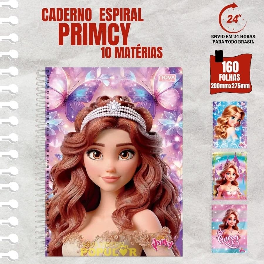 Caderno Universitário Capa Dura 10 Matérias Com 160 Folhas Escolar