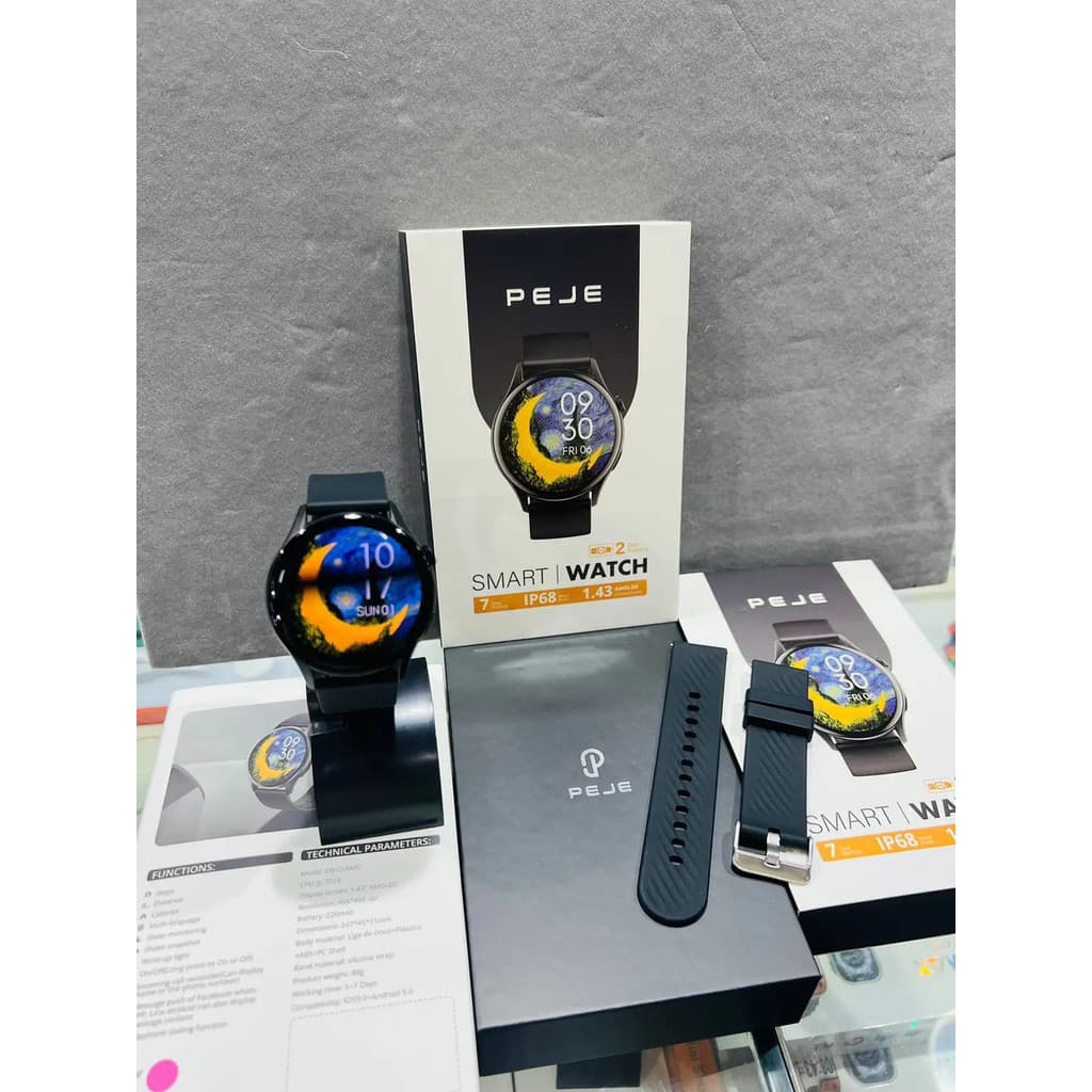 Relógio Inteligente Smartwatch Peje Zw10 Amoled 1,43, 2 Pulseiras À Prova D'água Redondo