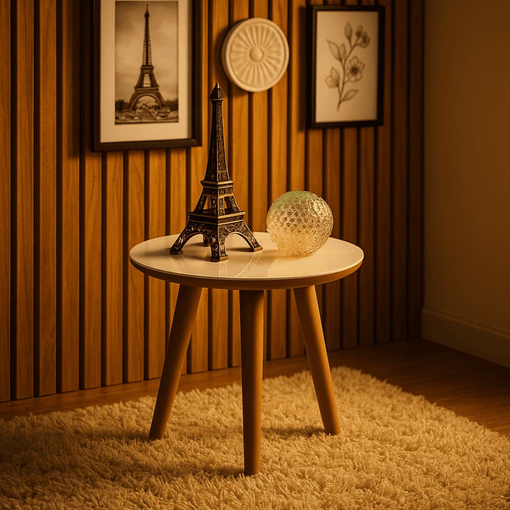 Mesinha De Centro Baixa Redonda Com Pés Palito PVC Retro Decoração Sala De Estar