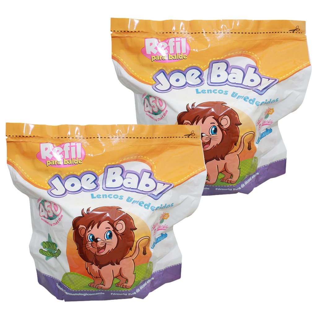 KIT LENÇO UMEDECIDO COM 900 UNIDADES JOE BABY REFIL BALDE