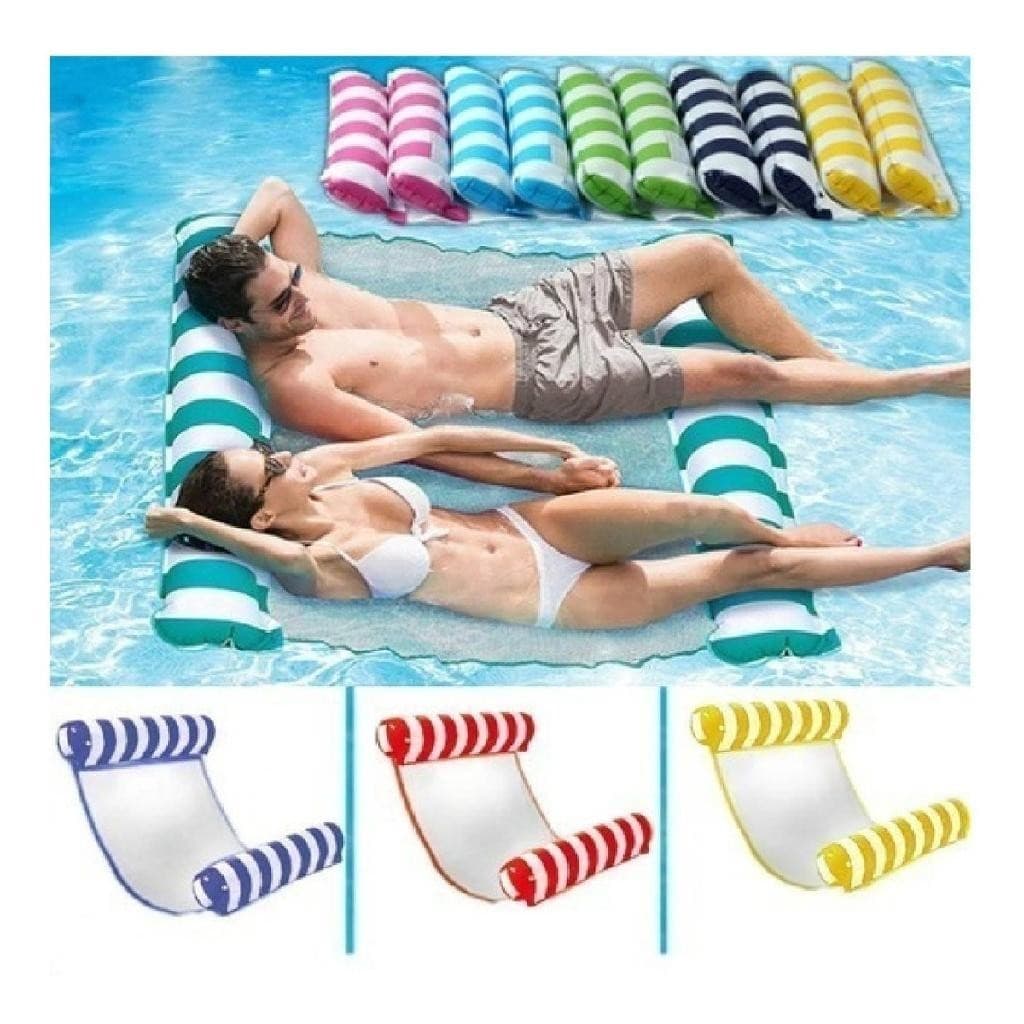 Boia Rede Piscina Cama Flutuante Deitado Reclinável Inflável Diversão