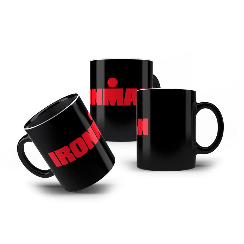 Caneca de Porcelana Preta IronMan Run Triathlon Prova 325mL