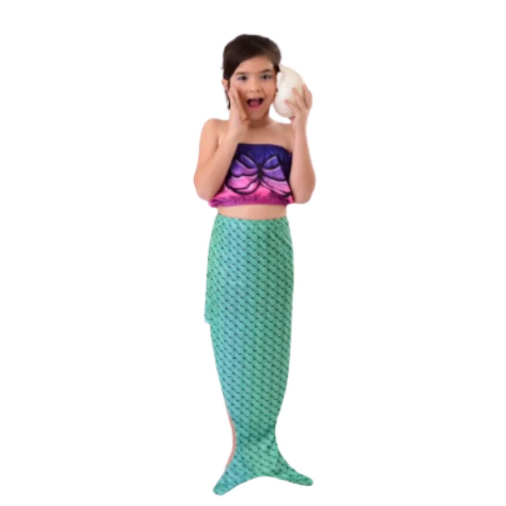 Fantasia Infantil Pequena Sereia Saia Cauda Ariel Princesa