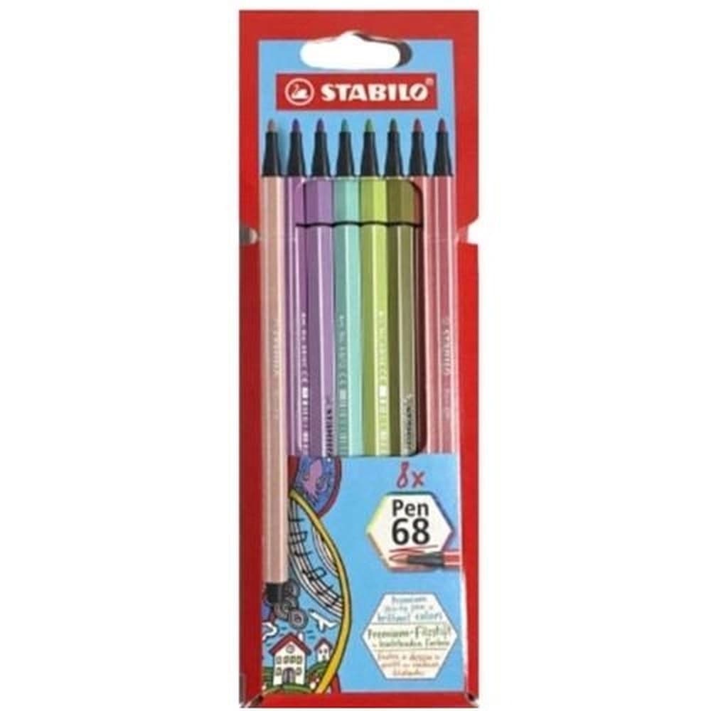 Caneta hidrografica 68 pen 8 cores - stabilo