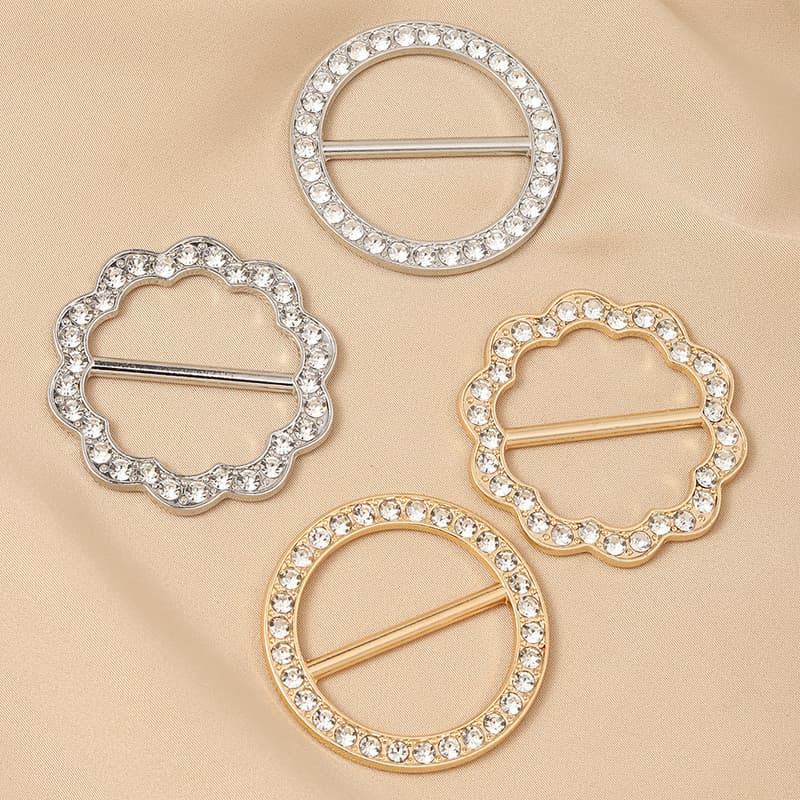 Simples lenço de seda fivela diamante-cravejado atado fixação ferramenta útil roupas da moda fivela de canto lenço quadrado fivela cinto xale fivela