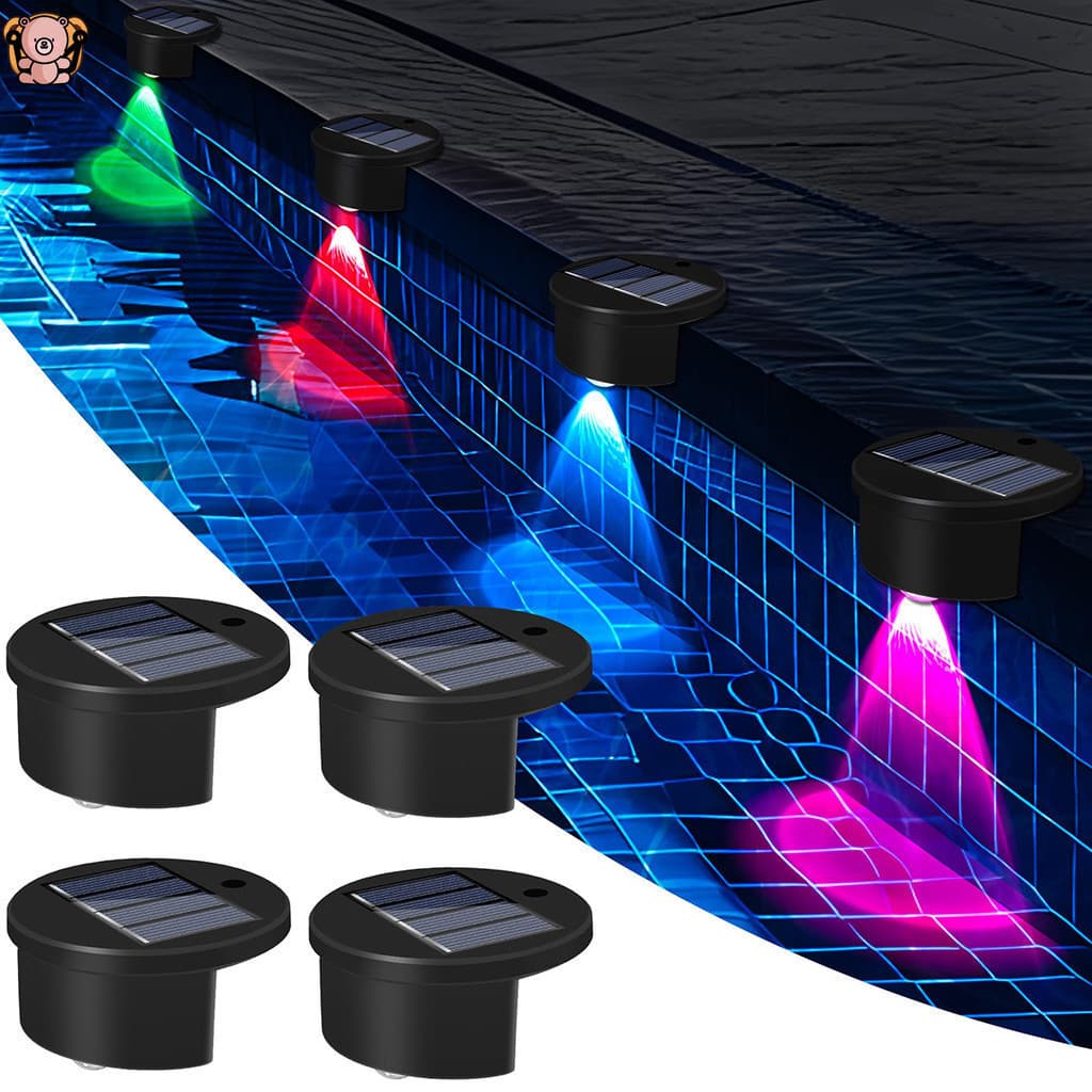 Luzes Solares Acima Do Solo Para Piscina , 4 Unidades De Externas Sem Fio Acessórios LED À Prova D'água Decoração De Piscinas YUE