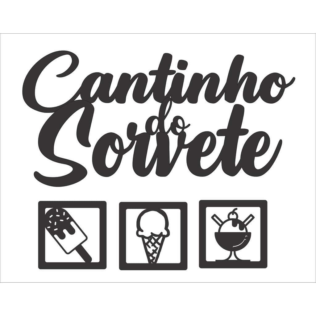 Cantinho Do Sorvete 4 Peças 40x30cm Decoração Mdf
