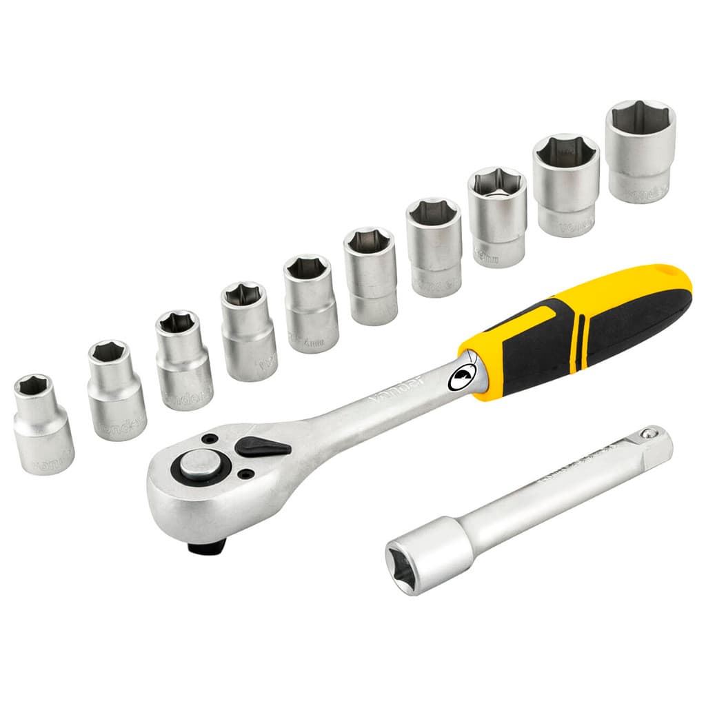 Soquetes Sextavado 1/2" 10mm A 24mm Com Catraca 12pçs Vonder