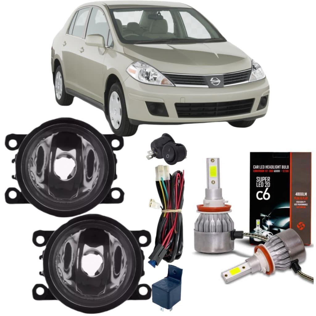 KIT FAROL DE MILHA NISSAN TIIDA 2008 A 2013 ACR + SUPER LED