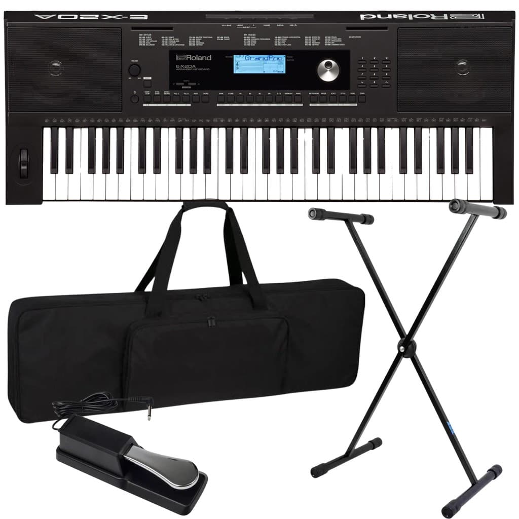 Kit Teclado Musical Roland Ex20a 61 Teclas + Suporte Capa Pedal