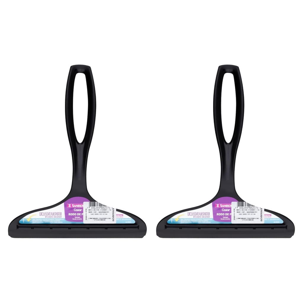 Kit com 2 Rodos Rodinho de Pia Plástico de 14 cm Preto Sanremo
