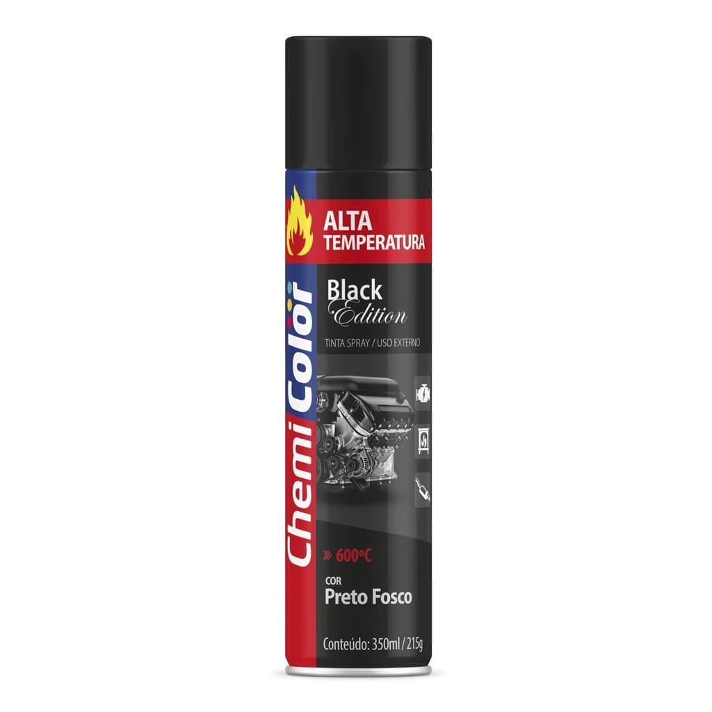 Tinta Spray Alta Temperatura Preto Fosco Chemicolor 350ml