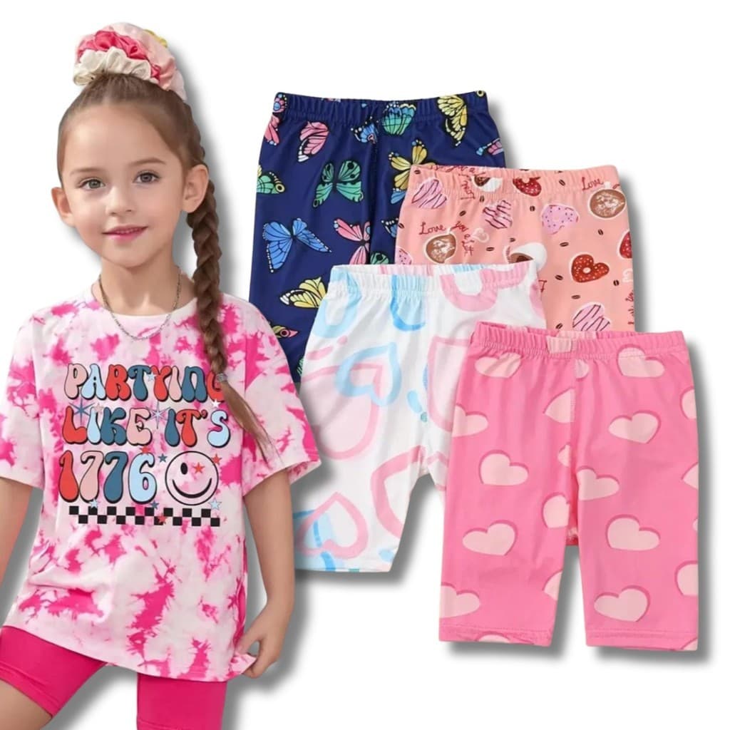 Kit C/ até 5 Bermudas Ciclista em Malha Algodão Menina Tamanho 4 ao 16