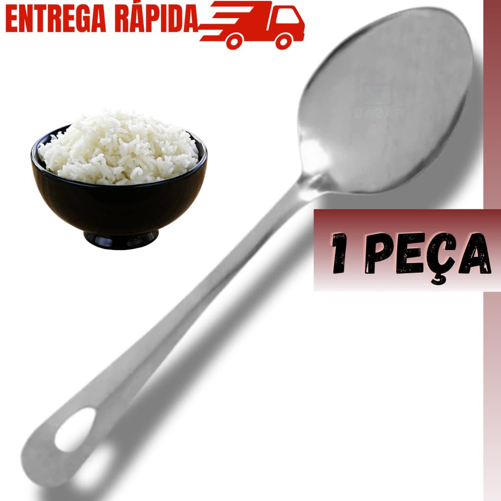 Colher de Arroz Média Utensílios de Cozinha Aço Inox Talheres Completo Servir Multiuso Janta Almoço