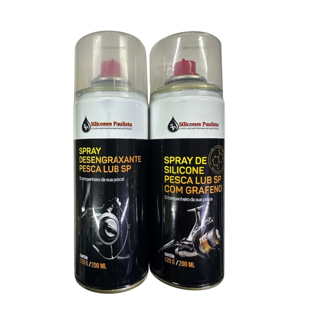 KIT Spray Desengraxante 200ml + Silicone em Spray com Grafeno 200ml Para Pesca