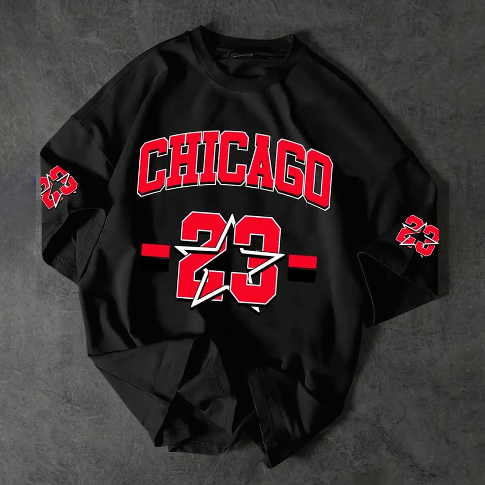 Camiseta Básica e Oversized Algodão Unissex Chicago Star 23 Arte Exclusiva Basquete