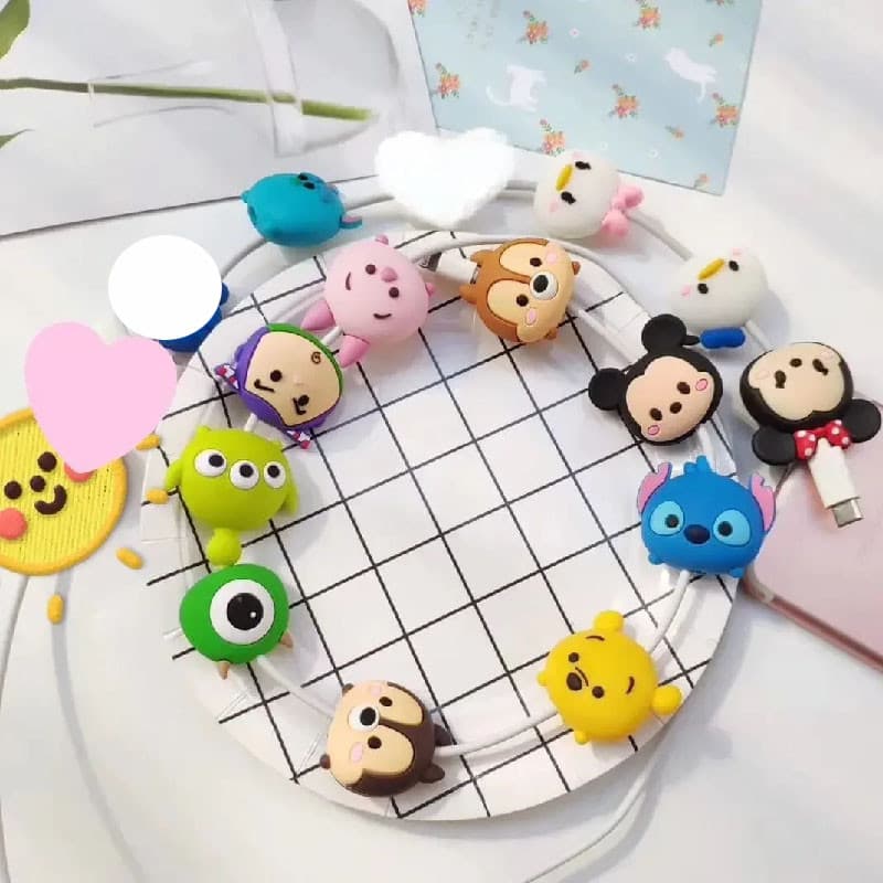 Bonito Dos Desenhos Animados Protetor De Cabo Mordidas Fio Organizador Enrolador Saver Para De Carregamento USB Linha Da