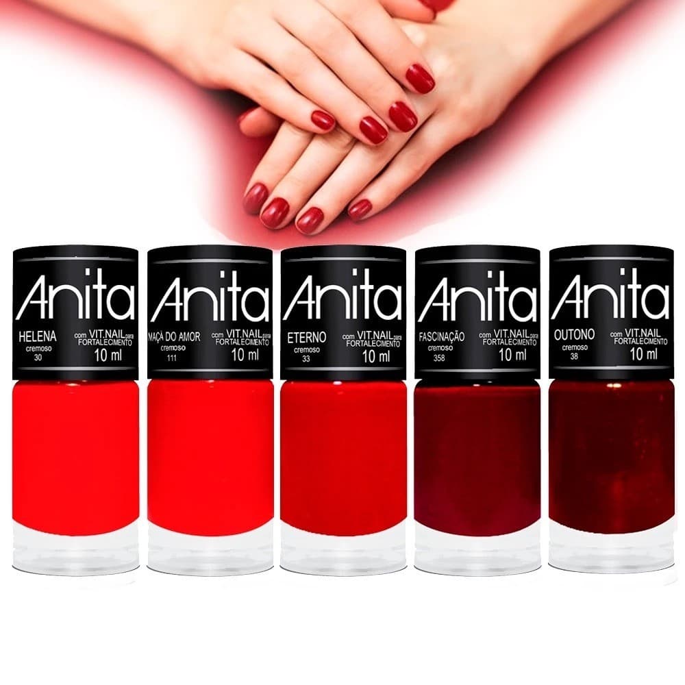 Kit 5 Vermelhos Intensos Anita (Helena, Eterno, Maça do Amor, Fascinação, Outono)