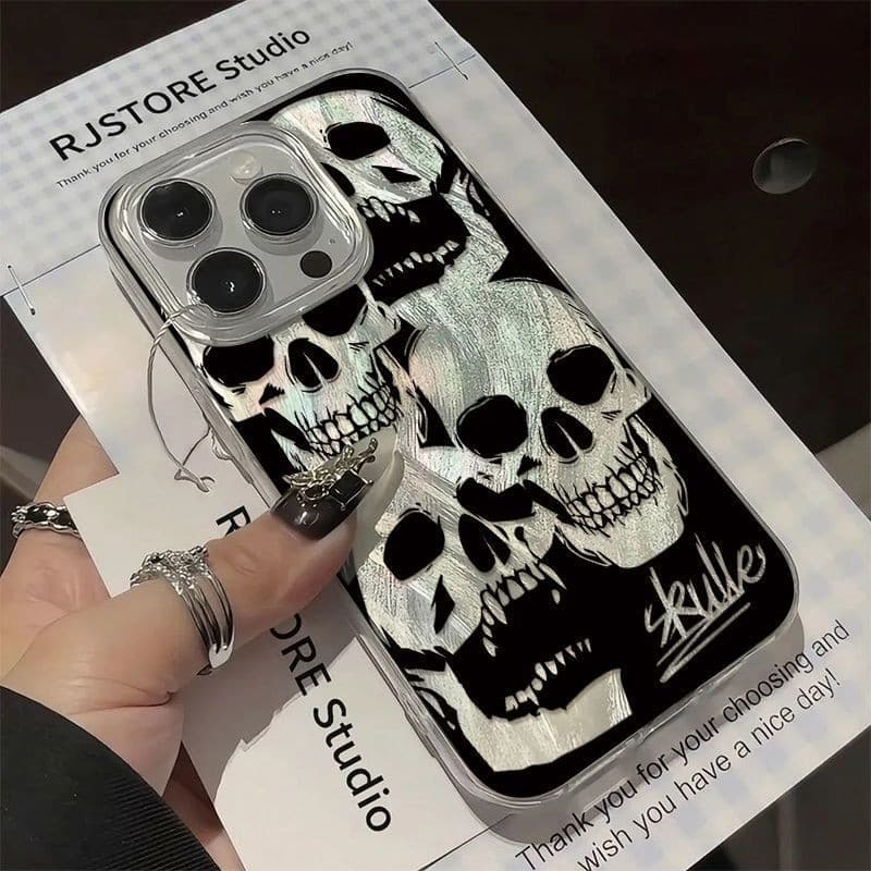 Capinha Cabeça do esqueleto iPhone 16 15 17 14 13 12 11 Pro Max iPhone 7 8 plus Anti-impacto Capa