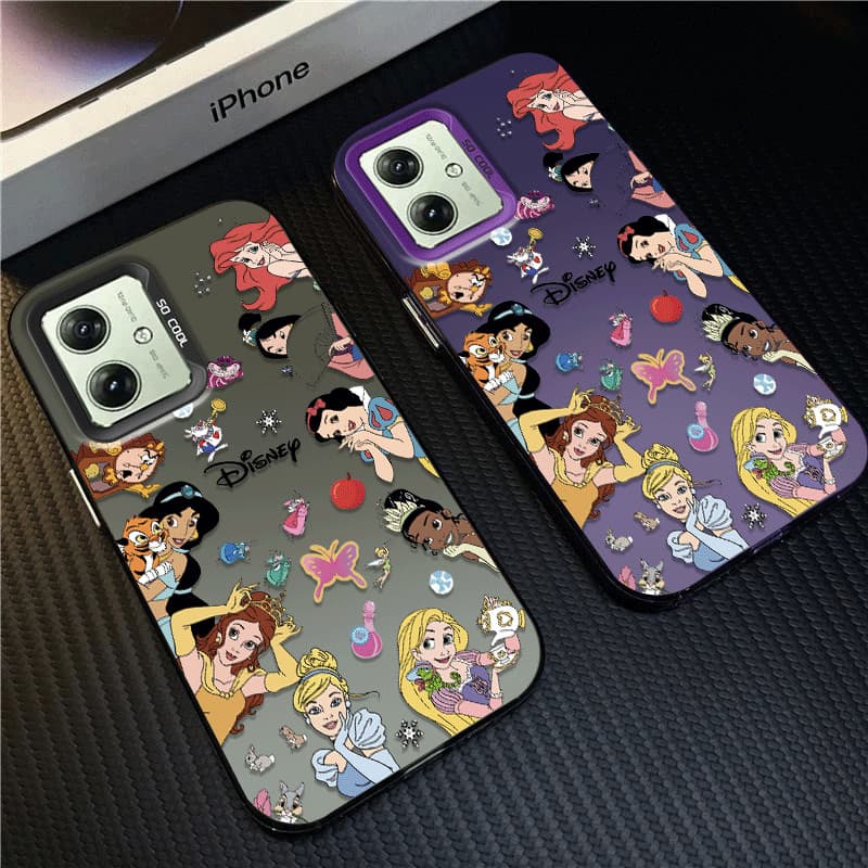 Capinha Capa de Resistente A Choques fosco Princesa Disney para Motorola MOTO E22 E40 G14 G34 G52 G54 G60 G84