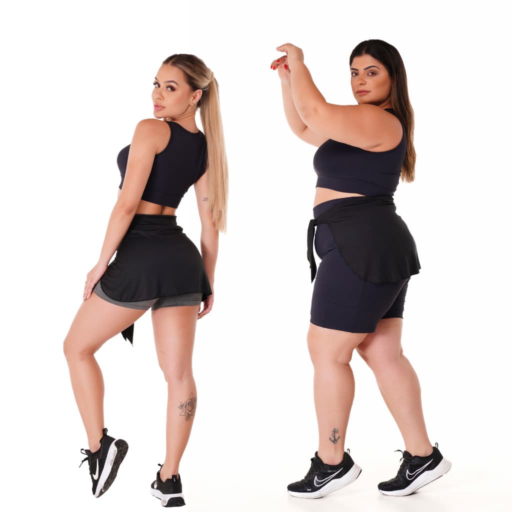 Kit 2 Tapa Bumbum Saia Feminino para Academia Treino Fitness