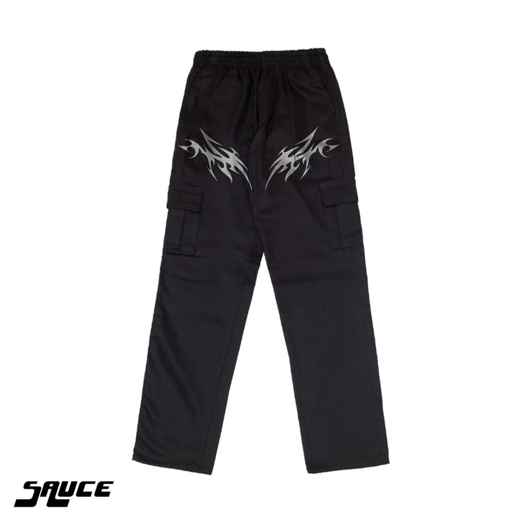 Calça Cargo Tribal Asas Design Moderno Sarja Streetwear Unisex