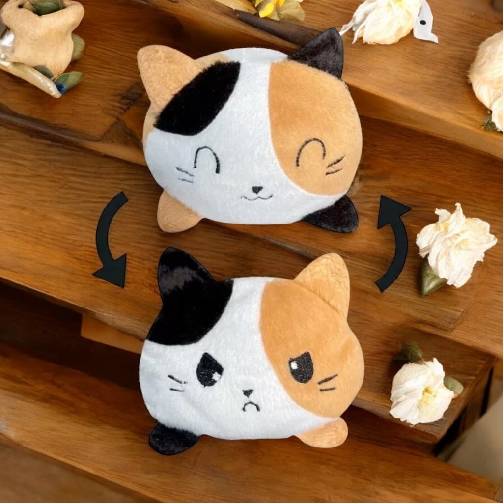 Pelúcia Gatinho Dupla Face 20cm | Brinquedo Infantil Fofo, Macio e Reversível