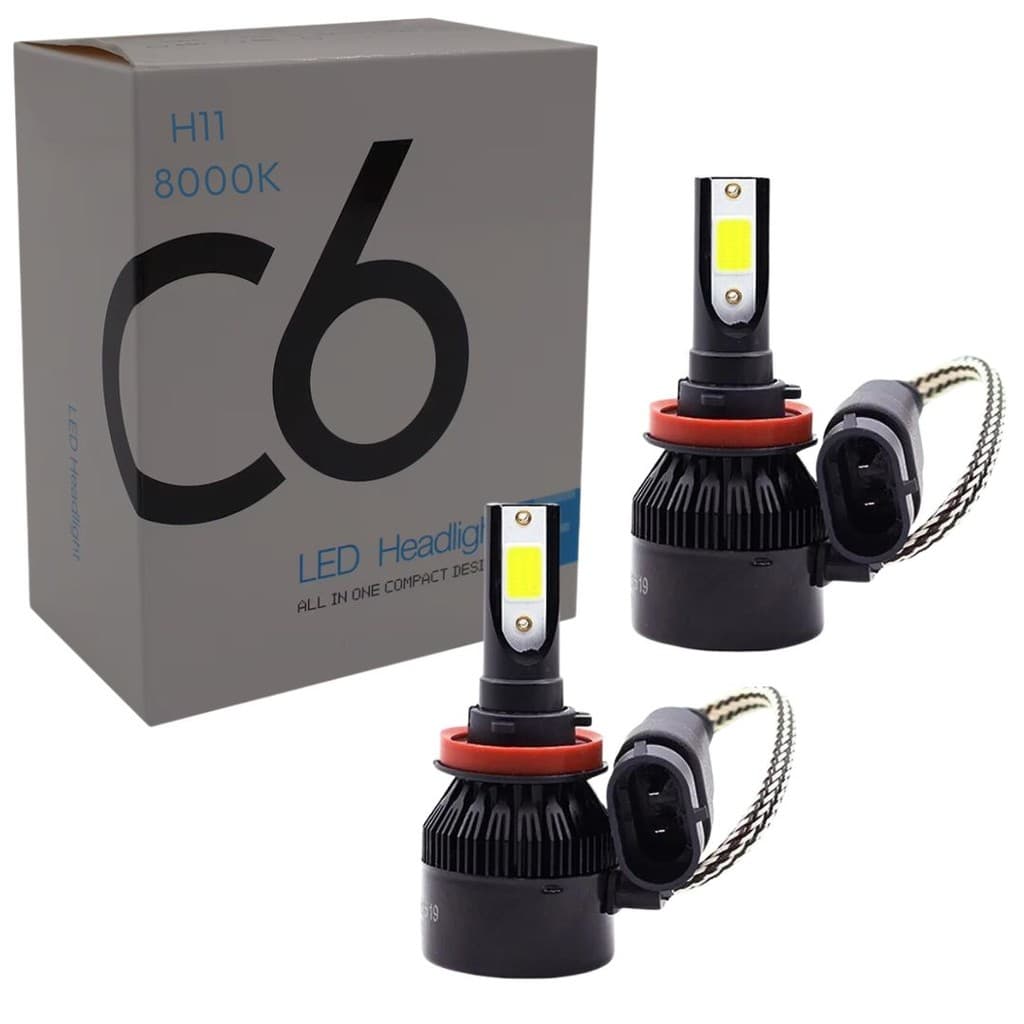 PAR LAMPADAS SUPERLED C6 BLACK MODELO H11 12V / 24V 8000K