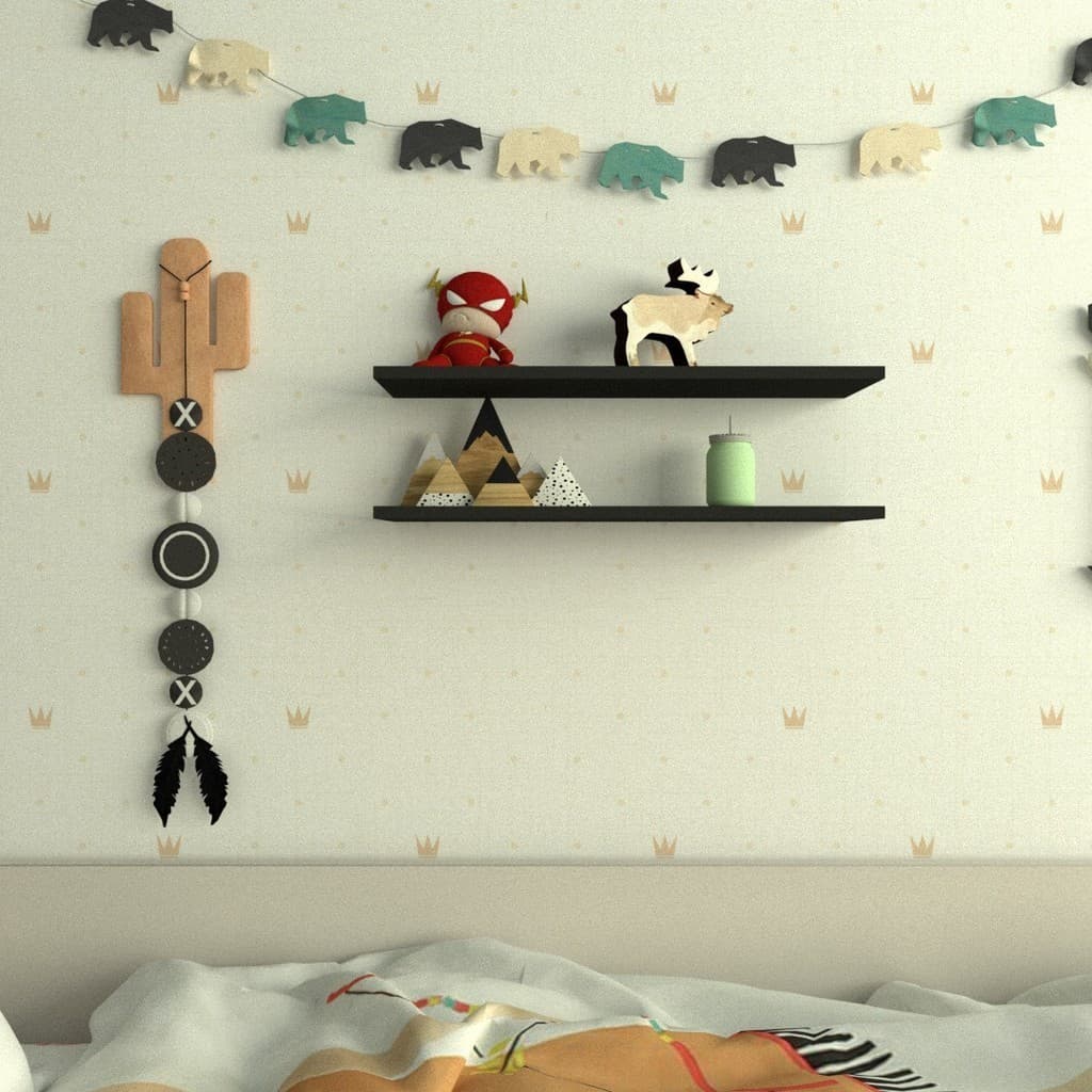 Prateleira Suspensa P15cm Minimalista Preto MDF Organizador Dormitorio Bebe Infantil Kids