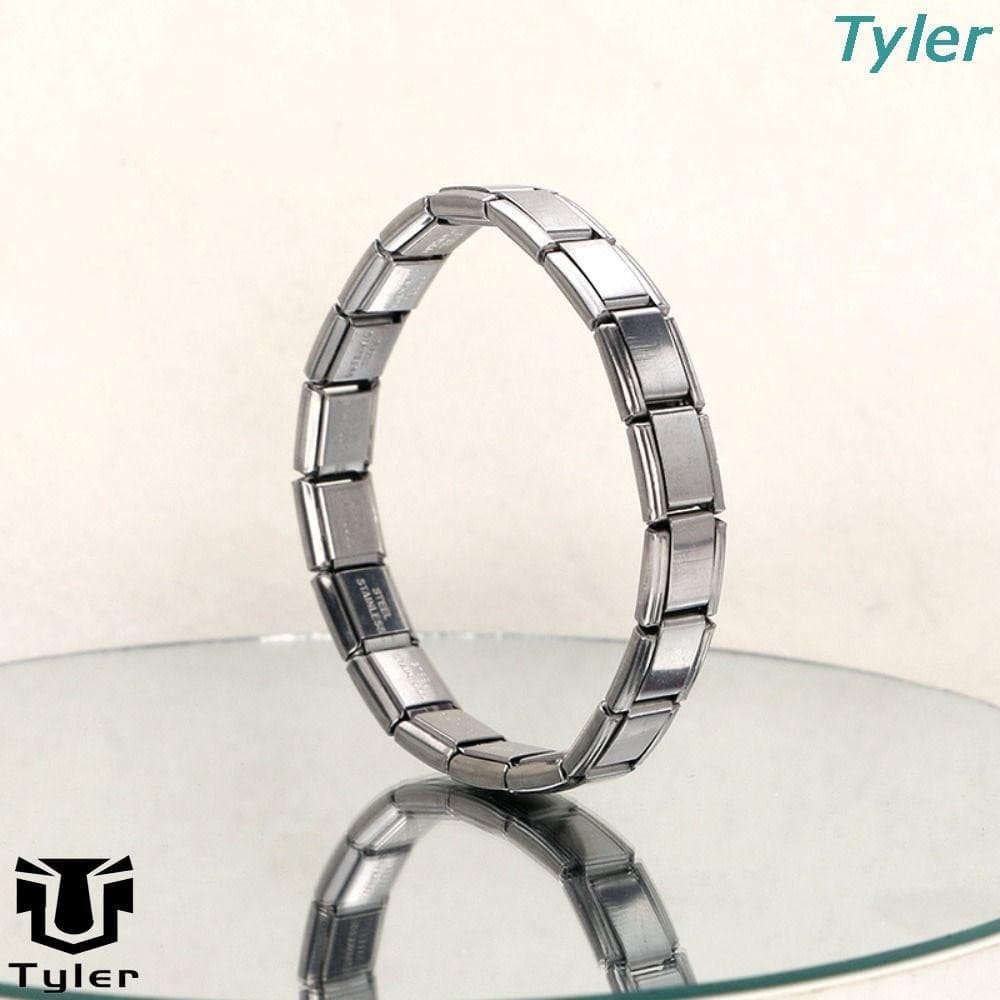 Pulseira De Aço Inoxidável TYLER , Elástica Italiana Para Iniciantes Masculina Com Elos Modulares