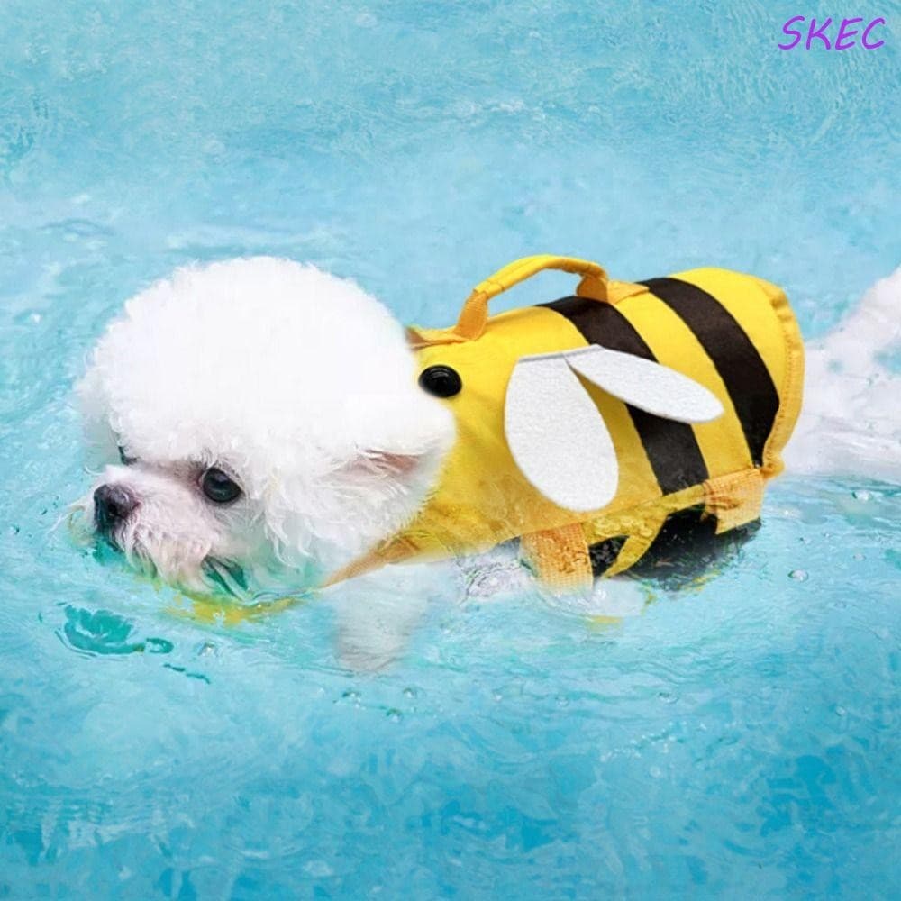 SKEC Pet Colete Salva-Vidas Para Cães , Roupas De Banho De Verão Macias E Ajustáveis