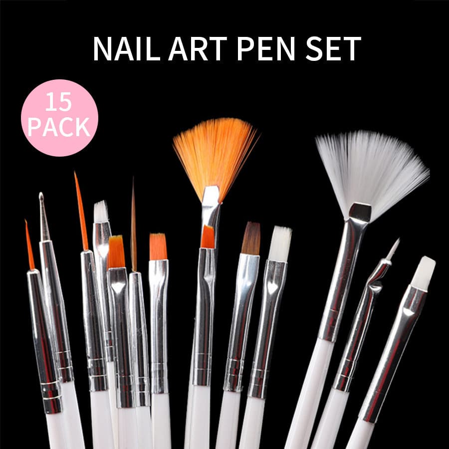 Conjunto de Pincéis de Pintura Rosa e Canetas de Ponto para Arte de Unhas e Manicure DIY