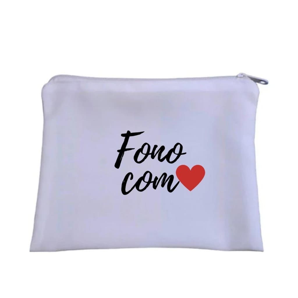 Necessaire  Branca 20x 15 cm - Personalizada - Fono com Amor