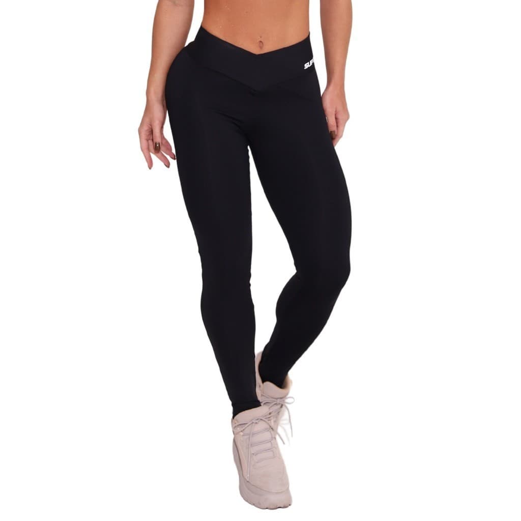 Legging Preta Poliamida Feminina   - CAL5431